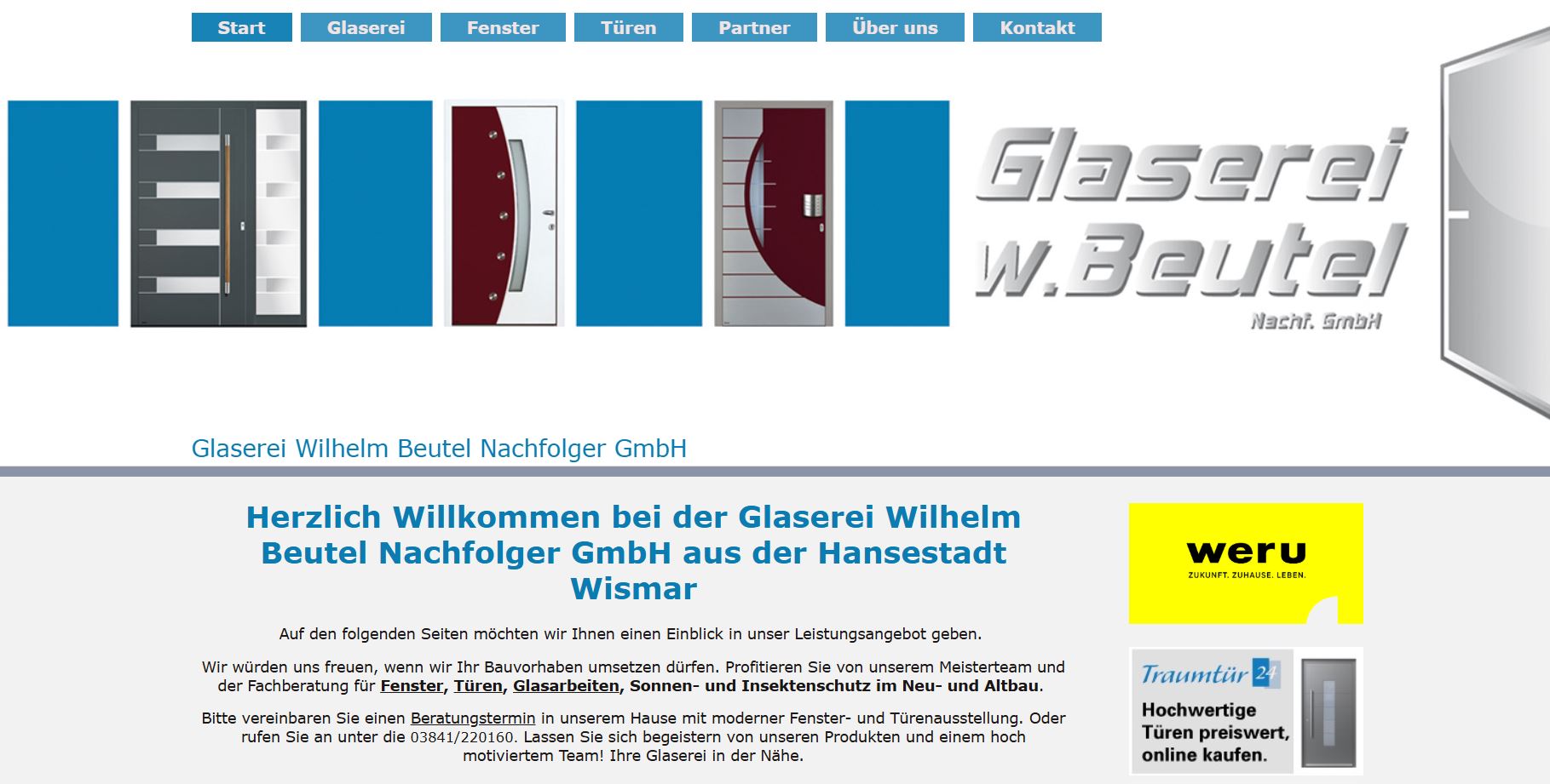 Glaserei Beutel website screenshot
