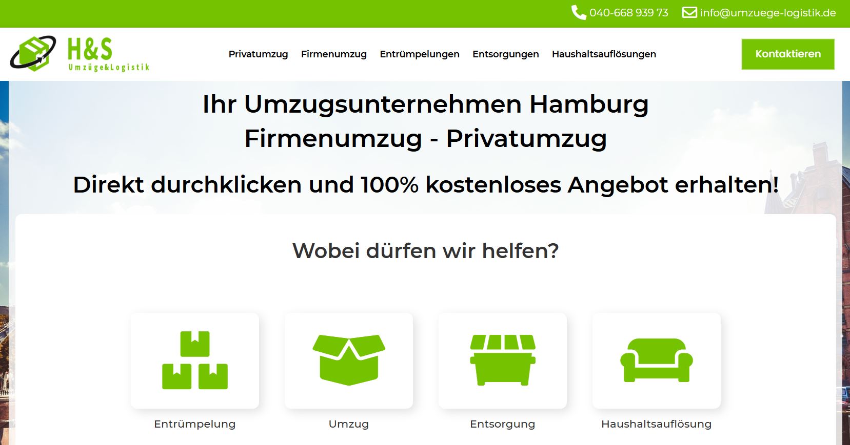 H&S Umzüge & Logistik GmbH website screenshot